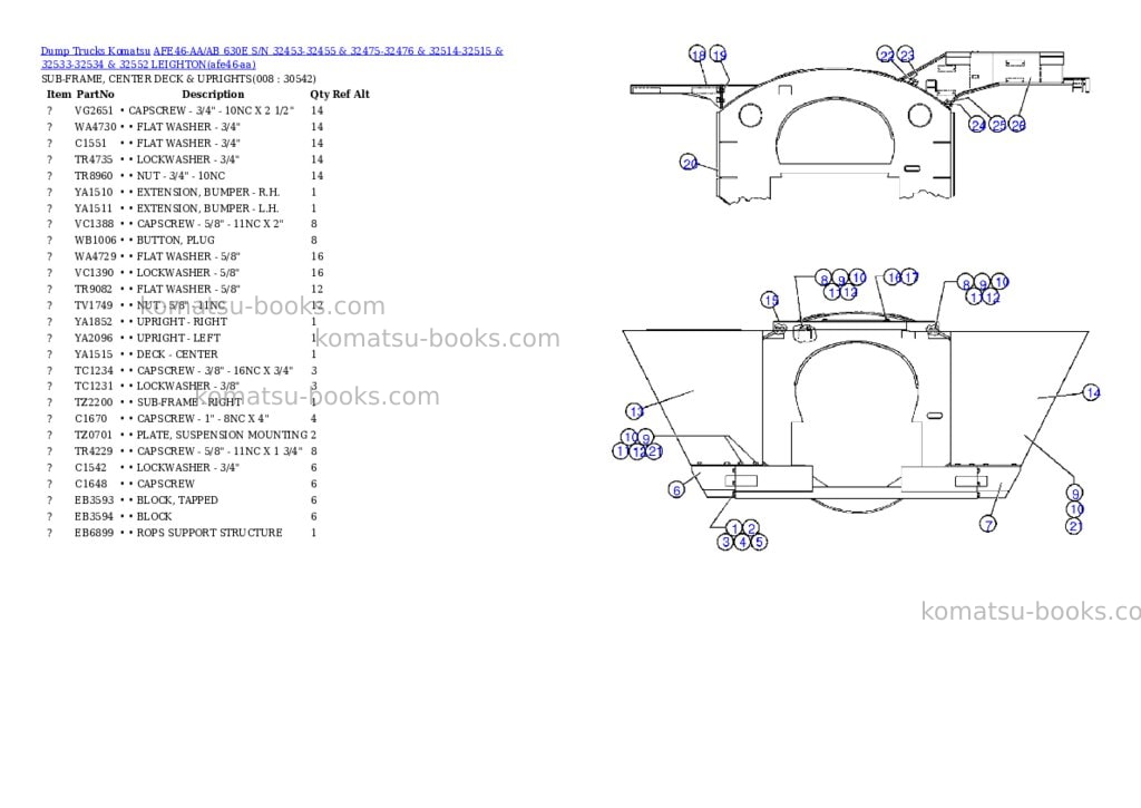 Komatsu afe46-aa/ab 630e s/n 32453-32455 & 32475-32476 & 32514-32515 & 32533-32534 & 32552 leighton Parts catalog cover Page 4