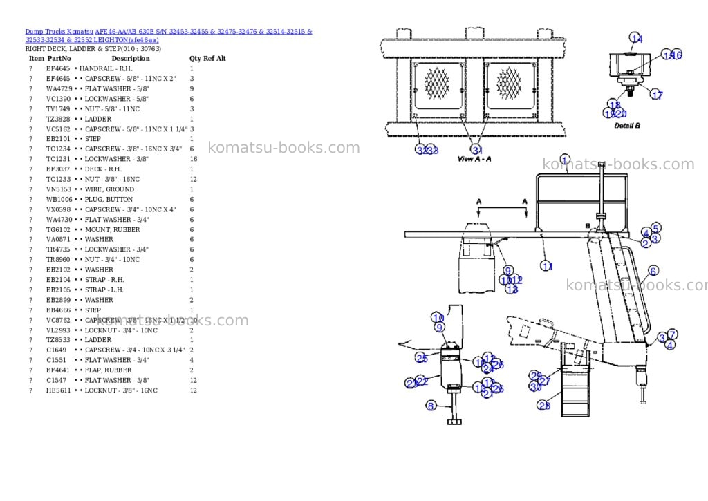 Komatsu afe46-aa/ab 630e s/n 32453-32455 & 32475-32476 & 32514-32515 & 32533-32534 & 32552 leighton Parts catalog cover Page 5