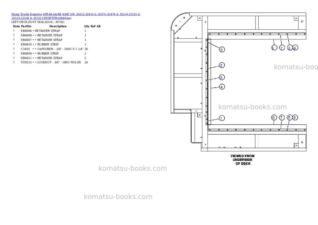 Komatsu afe46-aa/ab 630e s/n 32453-32455 & 32475-32476 & 32514-32515 & 32533-32534 & 32552 leighton Parts catalog cover Page 7