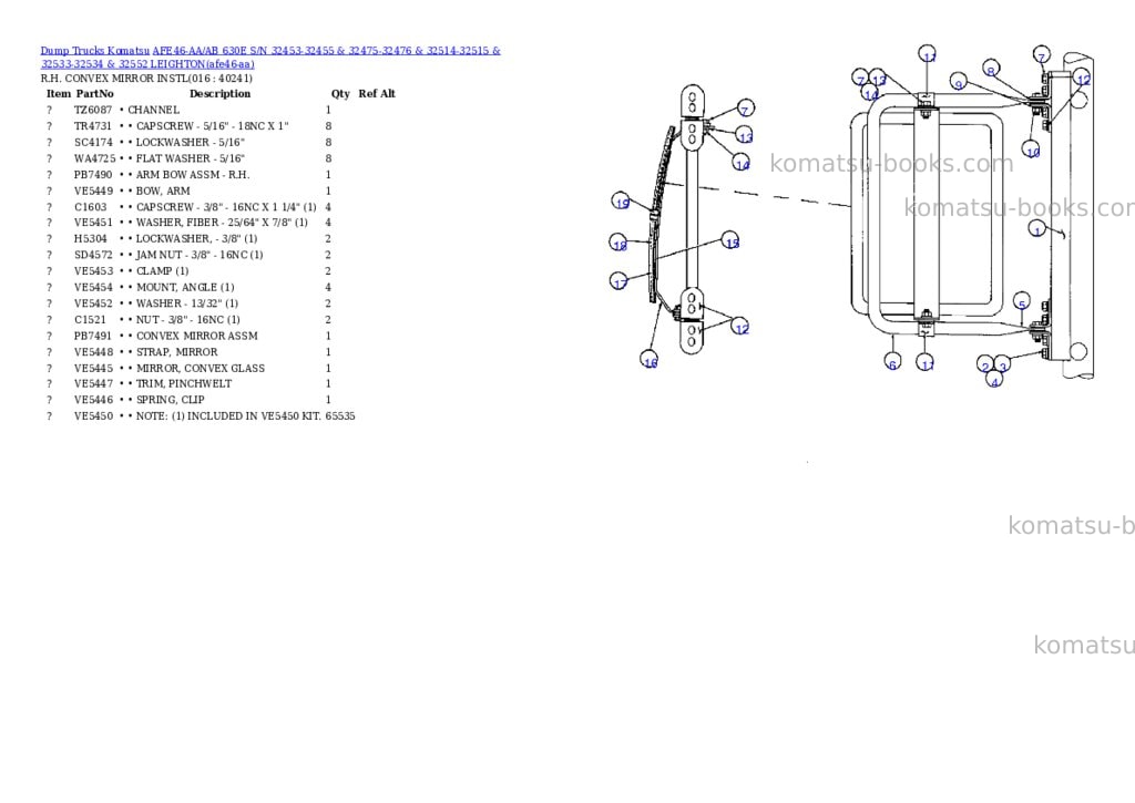 Komatsu afe46-aa/ab 630e s/n 32453-32455 & 32475-32476 & 32514-32515 & 32533-32534 & 32552 leighton Parts catalog cover Page 8