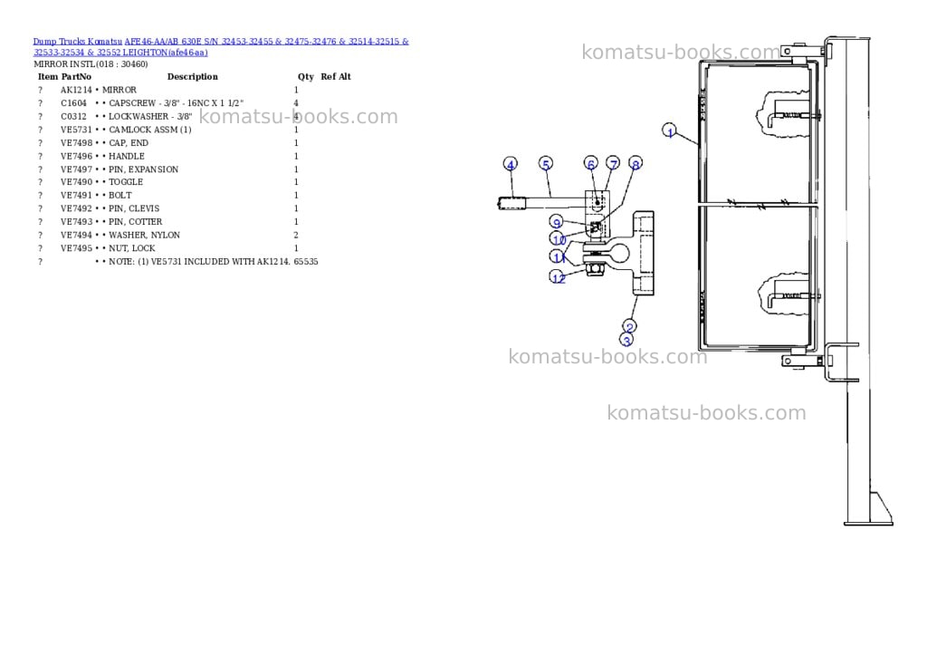Komatsu afe46-aa/ab 630e s/n 32453-32455 & 32475-32476 & 32514-32515 & 32533-32534 & 32552 leighton Parts catalog cover Page 9