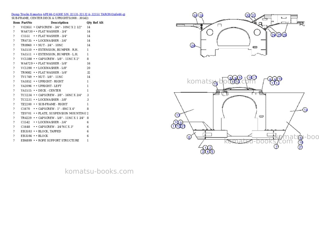 Komatsu afe46-q 630e s/n 32131-32132 & 32151 tarong Parts catalog cover Page 2