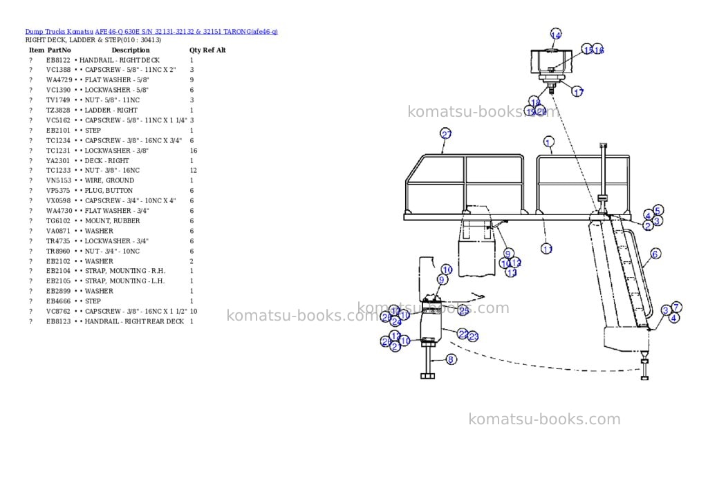 Komatsu afe46-q 630e s/n 32131-32132 & 32151 tarong Parts catalog cover Page 3
