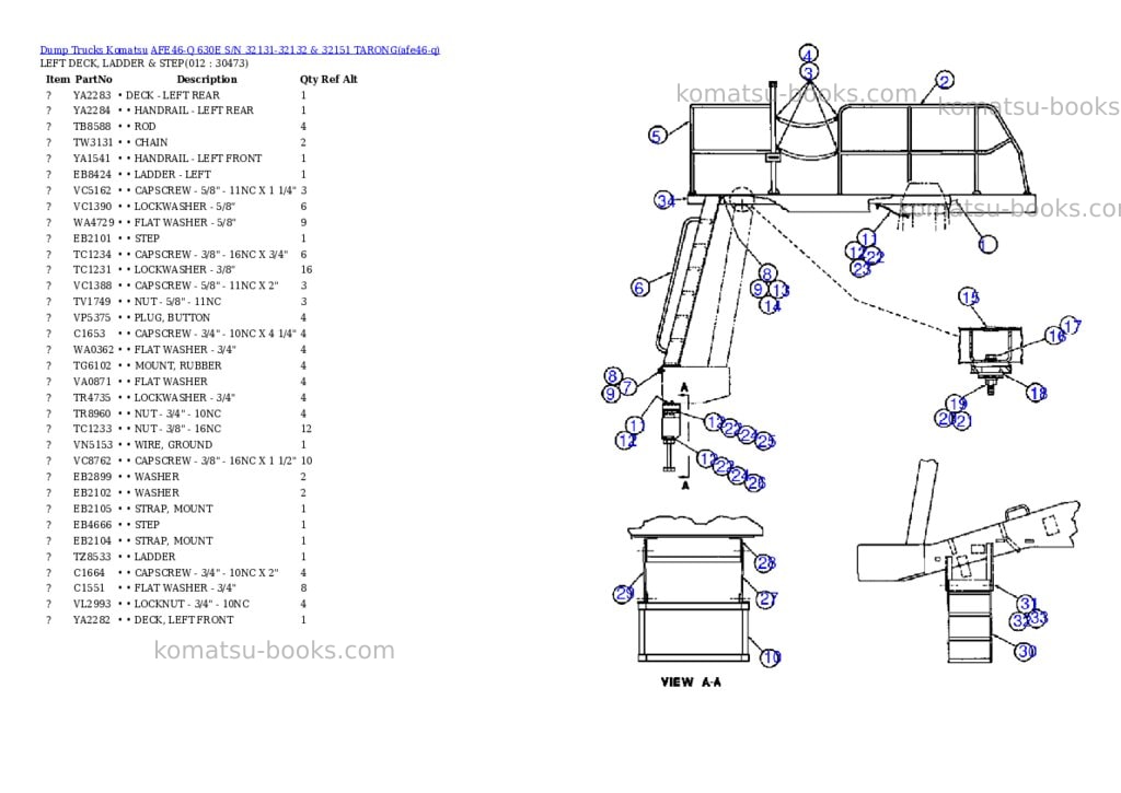 Komatsu afe46-q 630e s/n 32131-32132 & 32151 tarong Parts catalog cover Page 4