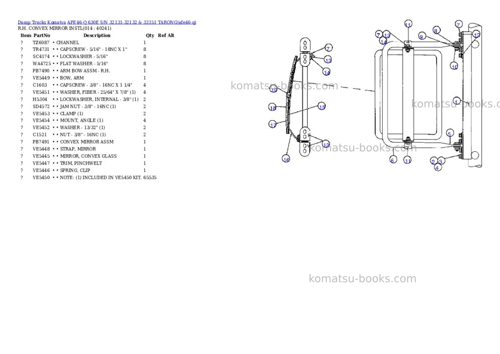 Komatsu afe46-q 630e s/n 32131-32132 & 32151 tarong Parts catalog cover Page 5
