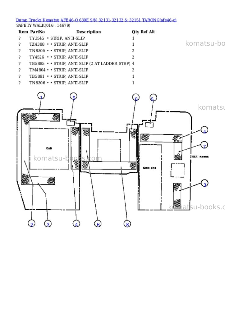 Komatsu afe46-q 630e s/n 32131-32132 & 32151 tarong Parts catalog cover Page 6