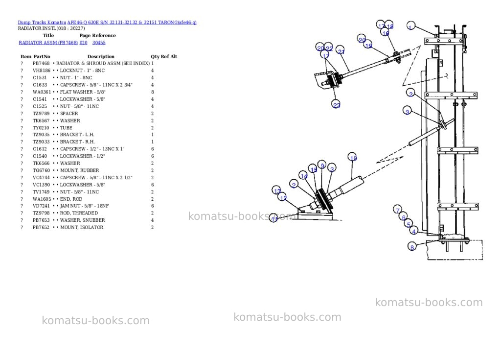 Komatsu afe46-q 630e s/n 32131-32132 & 32151 tarong Parts catalog cover Page 7
