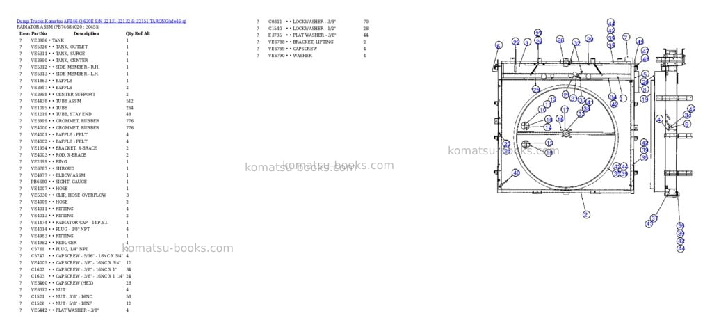 Komatsu afe46-q 630e s/n 32131-32132 & 32151 tarong Parts catalog cover Page 8
