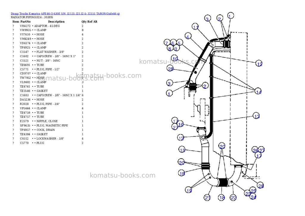 Komatsu afe46-q 630e s/n 32131-32132 & 32151 tarong Parts catalog cover Page 9