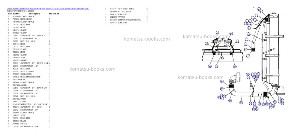 Komatsu afe46-r/s/t 630e s/n 32232-32235 & 32238-32241 zhungeer Parts catalog cover Page 10