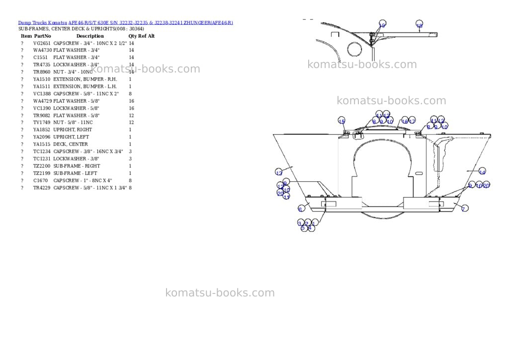 Komatsu afe46-r/s/t 630e s/n 32232-32235 & 32238-32241 zhungeer Parts catalog cover Page 2