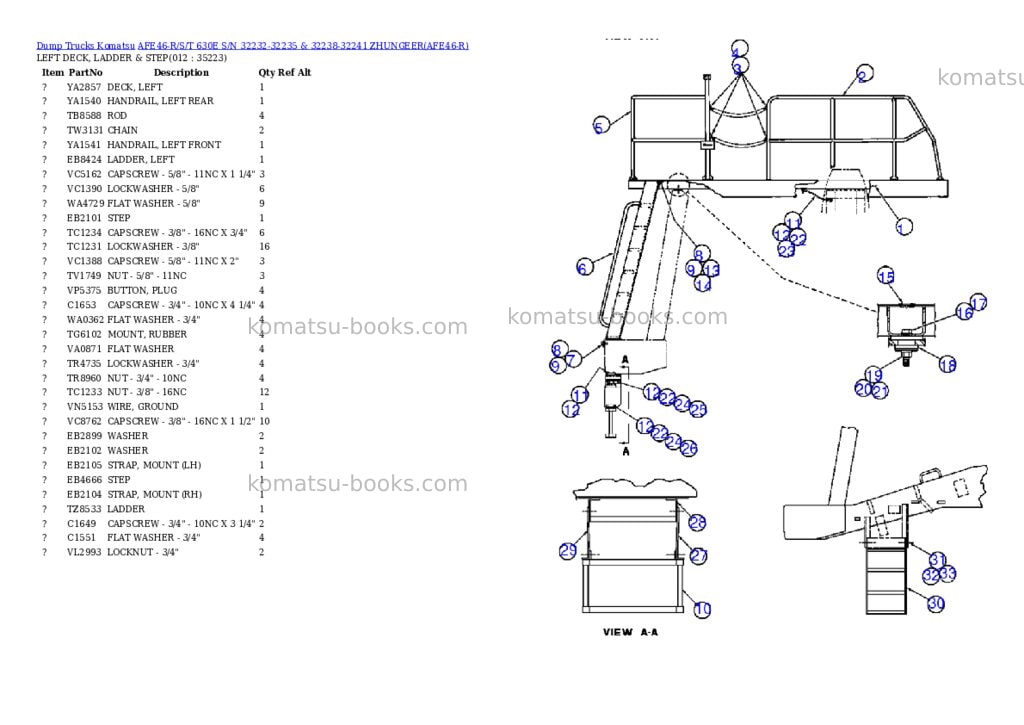 Komatsu afe46-r/s/t 630e s/n 32232-32235 & 32238-32241 zhungeer Parts catalog cover Page 4