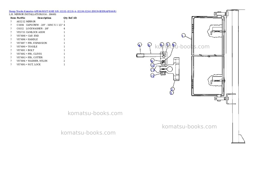 Komatsu afe46-r/s/t 630e s/n 32232-32235 & 32238-32241 zhungeer Parts catalog cover Page 5