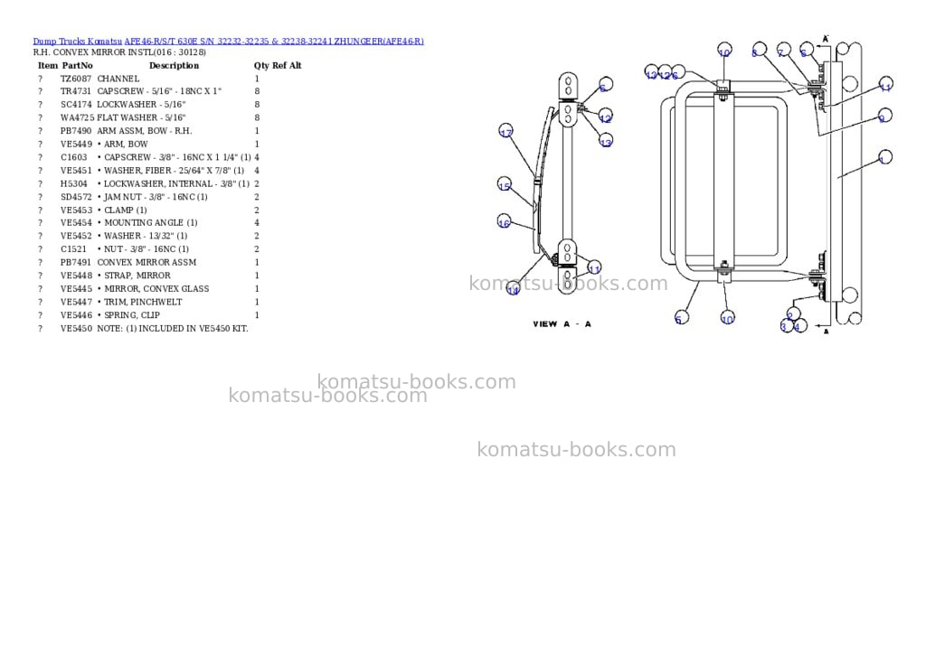 Komatsu afe46-r/s/t 630e s/n 32232-32235 & 32238-32241 zhungeer Parts catalog cover Page 6