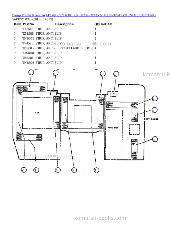 Komatsu afe46-r/s/t 630e s/n 32232-32235 & 32238-32241 zhungeer Parts catalog cover Page 7