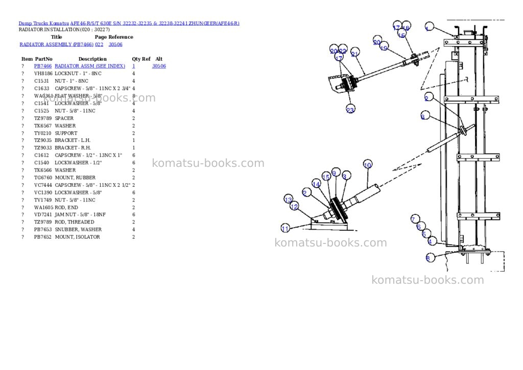 Komatsu afe46-r/s/t 630e s/n 32232-32235 & 32238-32241 zhungeer Parts catalog cover Page 8