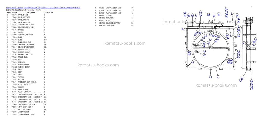 Komatsu afe46-r/s/t 630e s/n 32232-32235 & 32238-32241 zhungeer Parts catalog cover Page 9