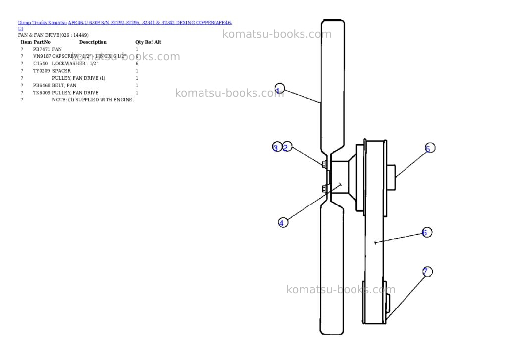 Komatsu afe46-u 630e s/n 32292-32295, 32341 & 32342 dexing copper Parts catalog cover Page 10 Komatsu afe46-u 630e s/n 32292-32295, 32341 & 32342 dexing copper Parts catalog cover Page 10