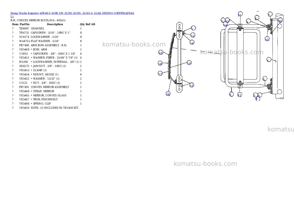 Komatsu afe46-u 630e s/n 32292-32295, 32341 & 32342 dexing copper Parts catalog cover Page 5 Komatsu afe46-u 630e s/n 32292-32295, 32341 & 32342 dexing copper Parts catalog cover Page 5