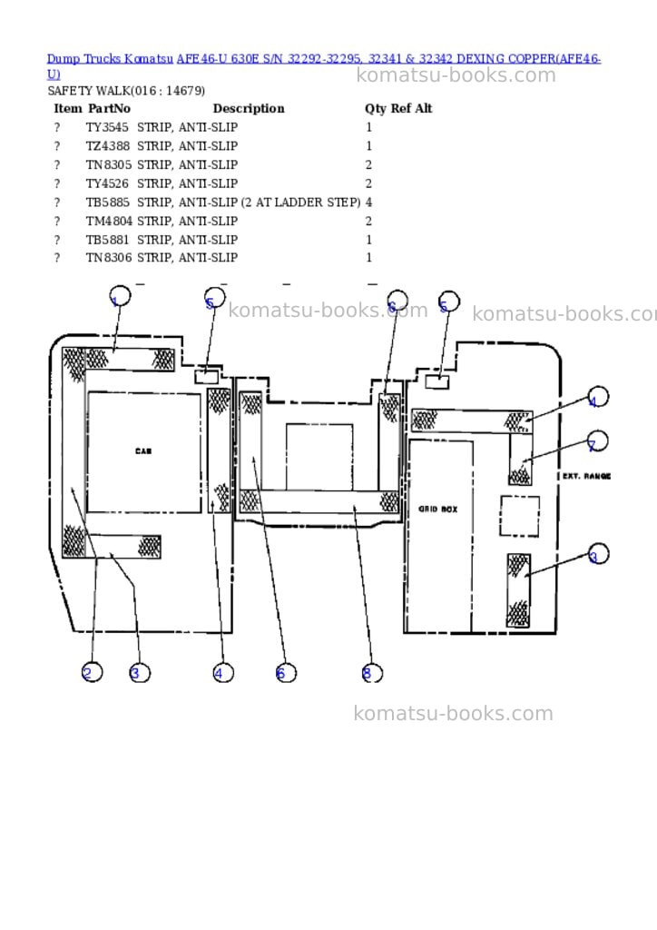 Komatsu afe46-u 630e s/n 32292-32295, 32341 & 32342 dexing copper Parts catalog cover Page 6 Komatsu afe46-u 630e s/n 32292-32295, 32341 & 32342 dexing copper Parts catalog cover Page 6
