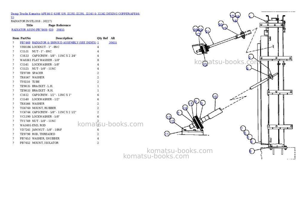 Komatsu afe46-u 630e s/n 32292-32295, 32341 & 32342 dexing copper Parts catalog cover Page 7 Komatsu afe46-u 630e s/n 32292-32295, 32341 & 32342 dexing copper Parts catalog cover Page 7