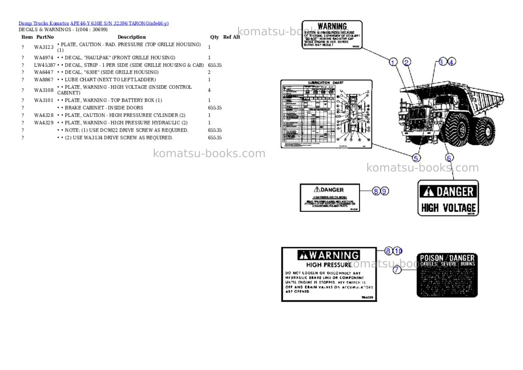 Komatsu afe46-y 630e s/n 32396 tarong Parts catalog cover Page 2
