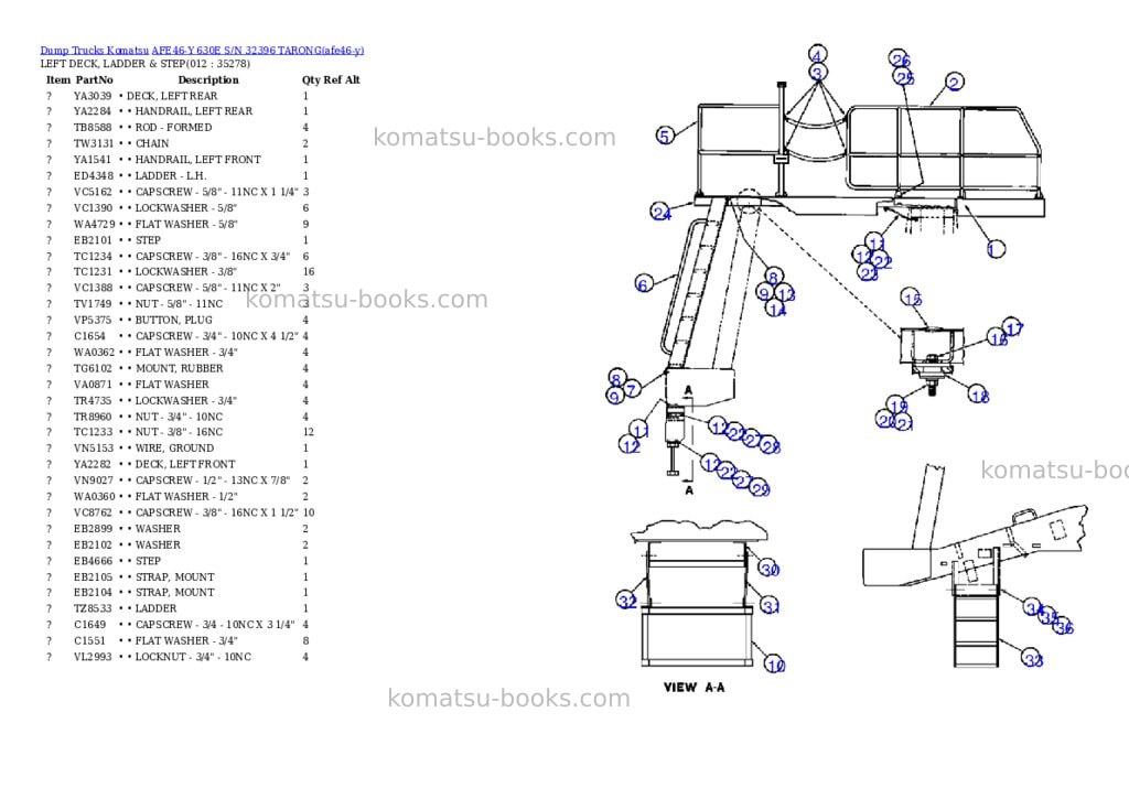 Komatsu afe46-y 630e s/n 32396 tarong Parts catalog cover Page 6
