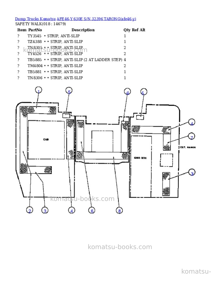 Komatsu afe46-y 630e s/n 32396 tarong Parts catalog cover Page 9