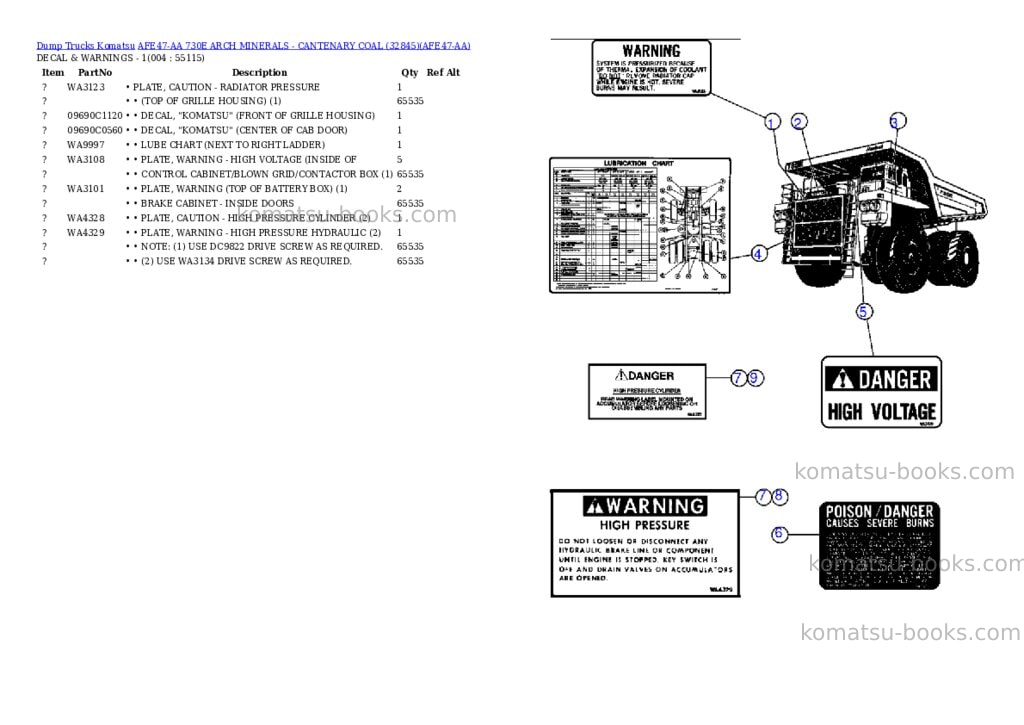 Komatsu afe47-aa 730e arch minerals - cantenary coal 32845 Parts catalog cover Page 2 Komatsu afe47-aa 730e arch minerals - cantenary coal 32845 Parts catalog cover Page 2