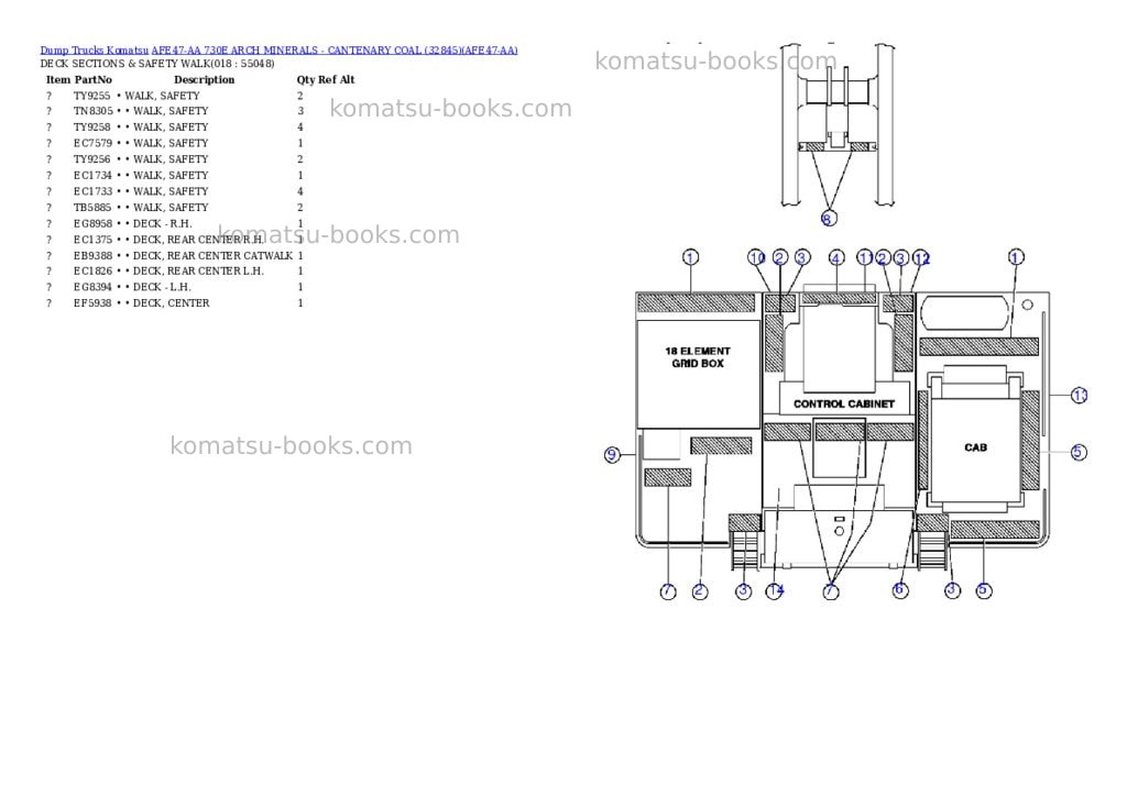 Komatsu afe47-aa 730e arch minerals - cantenary coal 32845 Parts catalog cover Page 8 Komatsu afe47-aa 730e arch minerals - cantenary coal 32845 Parts catalog cover Page 8