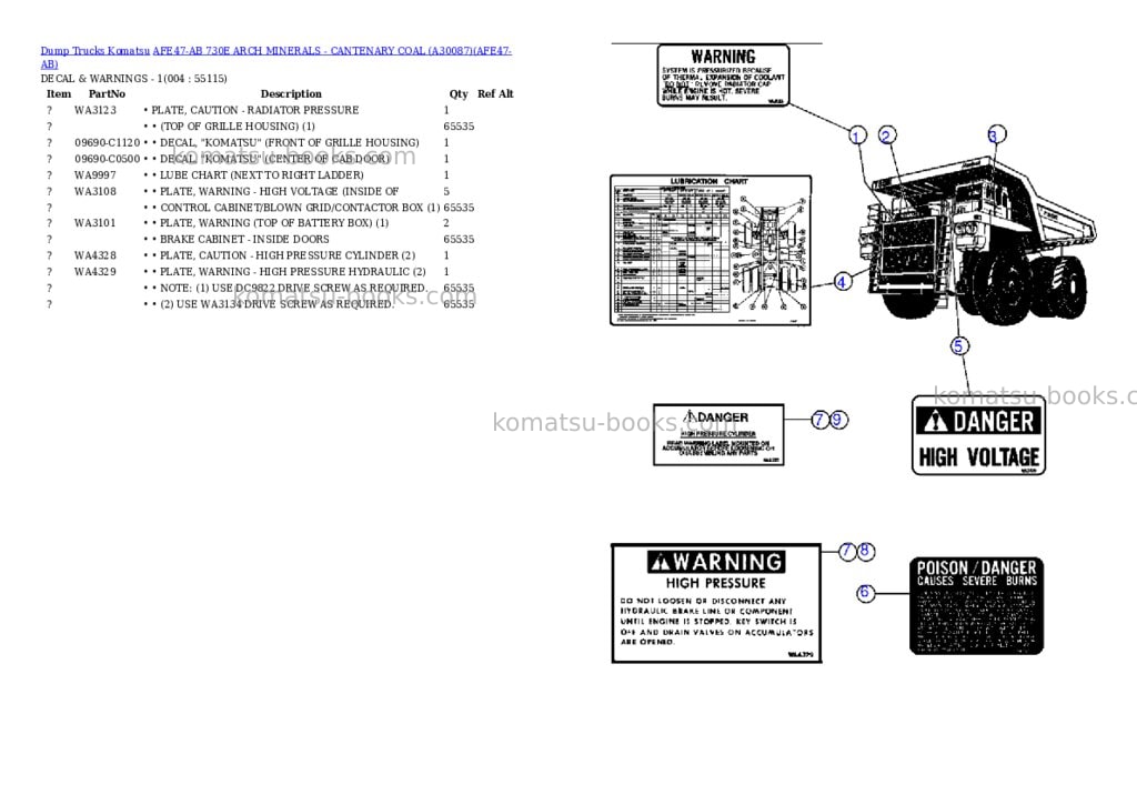 Komatsu afe47-ab 730e arch minerals - cantenary coal a30087 Parts catalog cover Page 2 Komatsu afe47-ab 730e arch minerals - cantenary coal a30087 Parts catalog cover Page 2
