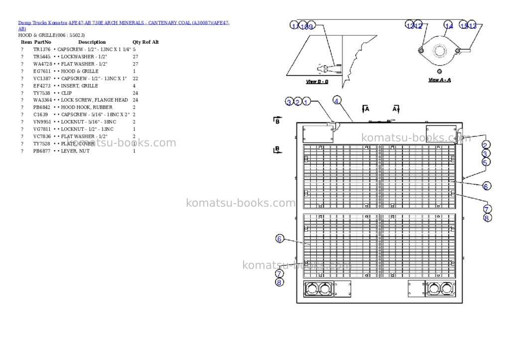 Komatsu afe47-ab 730e arch minerals - cantenary coal a30087 Parts catalog cover Page 3 Komatsu afe47-ab 730e arch minerals - cantenary coal a30087 Parts catalog cover Page 3
