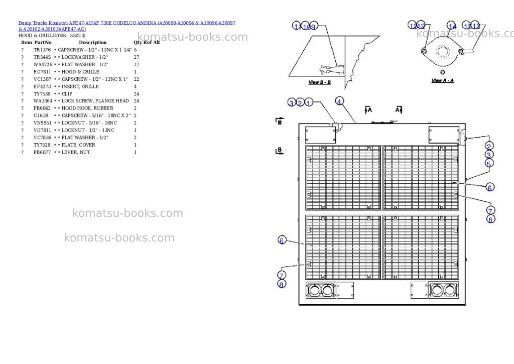 Komatsu afe47-ac/af 730e codelco andina a30090-a30094 & a30096-a30097 & a30102-a30103 Parts catalog cover Page 3 Komatsu afe47-ac/af 730e codelco andina a30090-a30094 & a30096-a30097 & a30102-a30103 Parts catalog cover Page 3