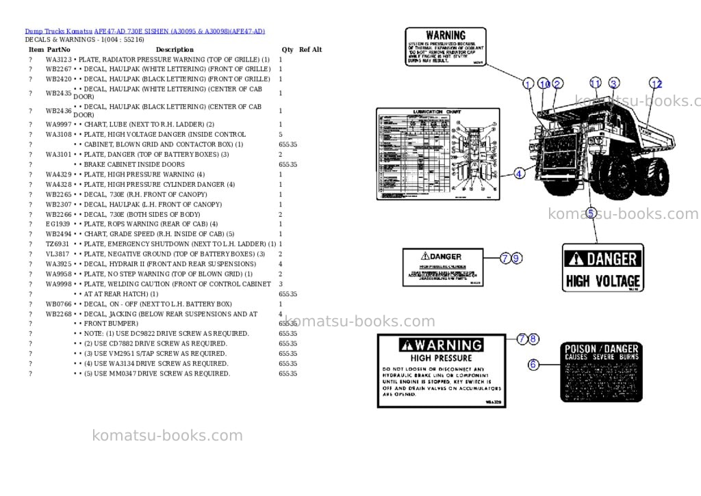 Komatsu afe47-ad 730e sishen a30095 & a30098 Parts catalog cover Page 2 Komatsu afe47-ad 730e sishen a30095 & a30098 Parts catalog cover Page 2