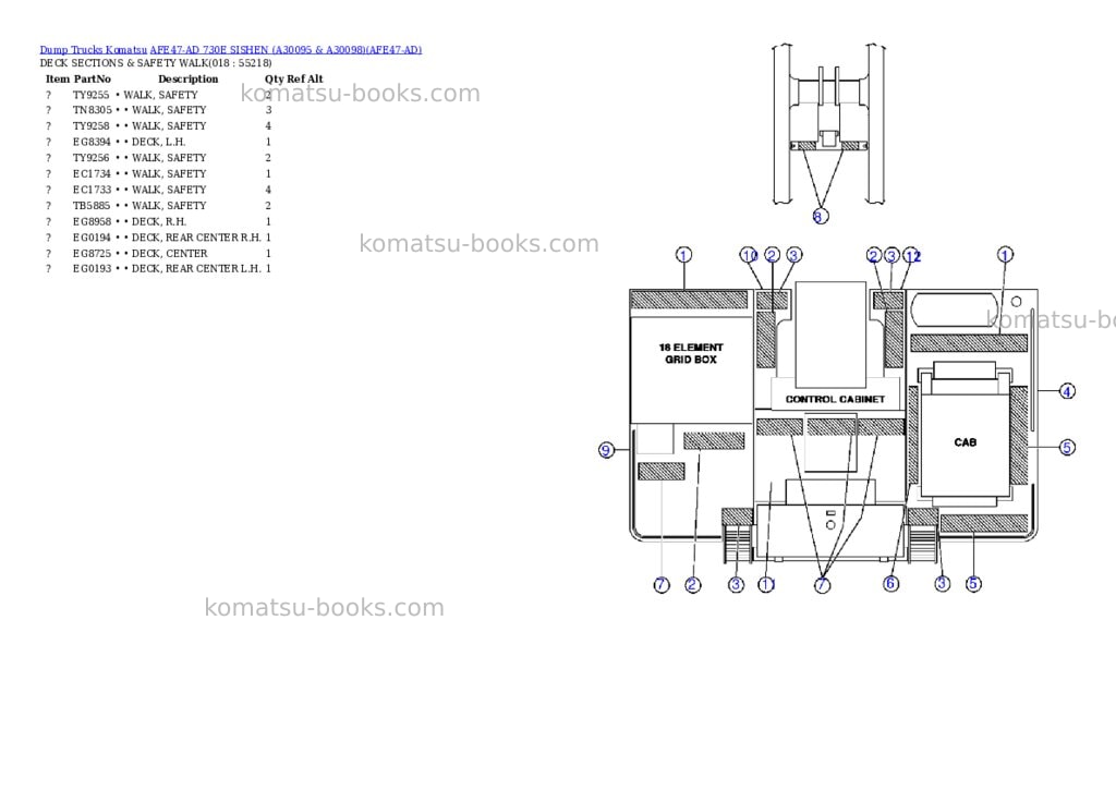 Komatsu afe47-ad 730e sishen a30095 & a30098 Parts catalog cover Page 8 Komatsu afe47-ad 730e sishen a30095 & a30098 Parts catalog cover Page 8