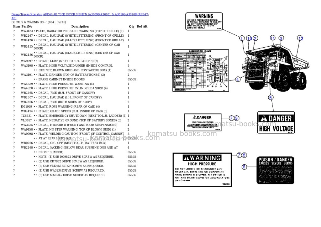 Komatsu afe47-ae 730e iscor sishen a30099-a30101 & a30106-a30108 Parts catalog cover Page 2 Komatsu afe47-ae 730e iscor sishen a30099-a30101 & a30106-a30108 Parts catalog cover Page 2