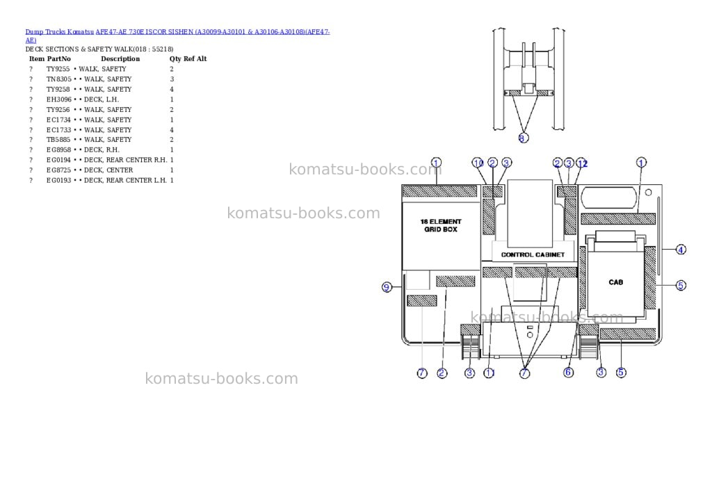 Komatsu afe47-ae 730e iscor sishen a30099-a30101 & a30106-a30108 Parts catalog cover Page 8 Komatsu afe47-ae 730e iscor sishen a30099-a30101 & a30106-a30108 Parts catalog cover Page 8