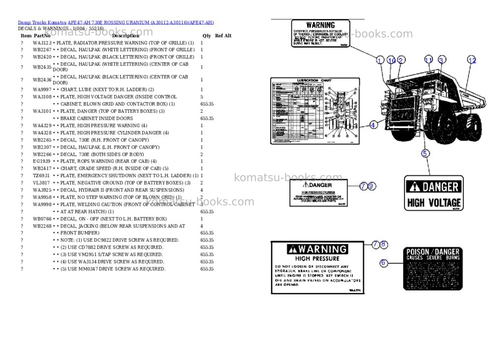 Komatsu afe47-ah 730e rossing uranium a30112-a30116 Parts catalog cover Page 2 Komatsu afe47-ah 730e rossing uranium a30112-a30116 Parts catalog cover Page 2