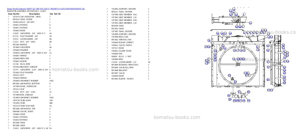 Komatsu afe47-aj 730e s/n a30117 massey & a30118 ensham Parts catalog cover Page 10