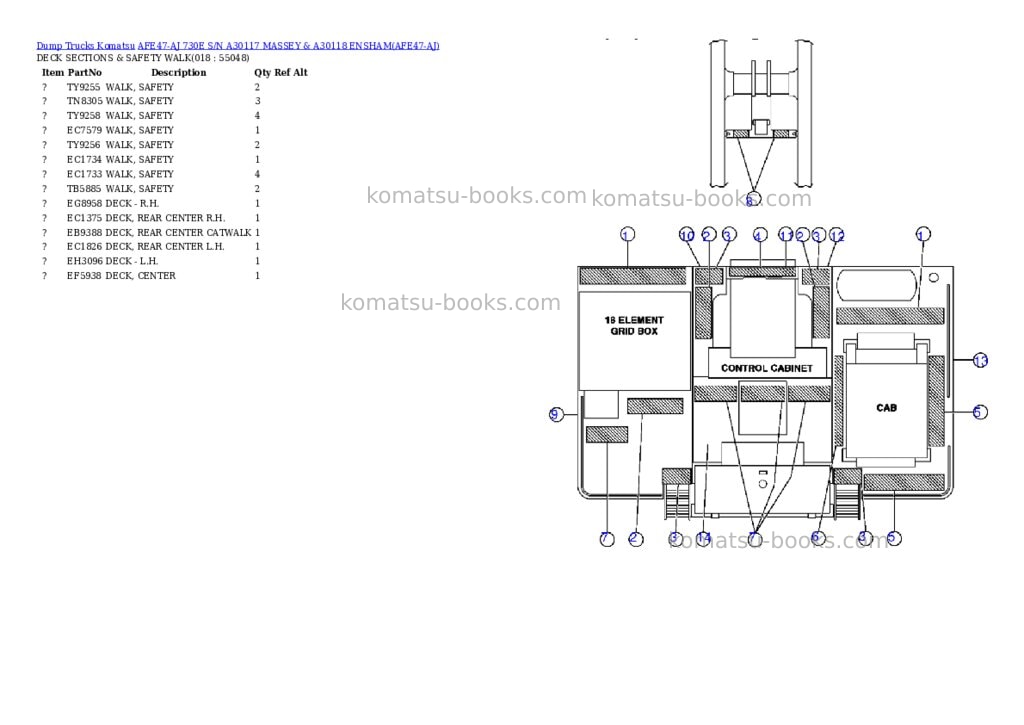Komatsu afe47-aj 730e s/n a30117 massey & a30118 ensham Parts catalog cover Page 8