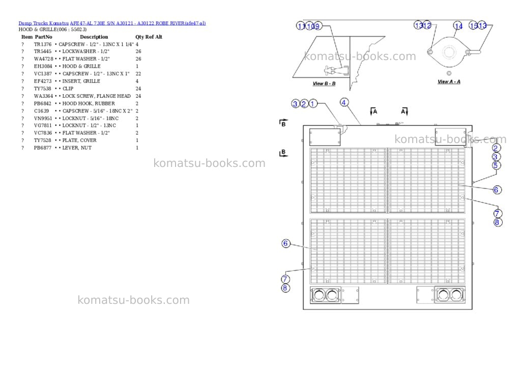 Komatsu afe47-al 730e s/n a30121-a30122 robe river Parts catalog cover Page 3 Komatsu afe47-al 730e s/n a30121-a30122 robe river Parts catalog cover Page 3