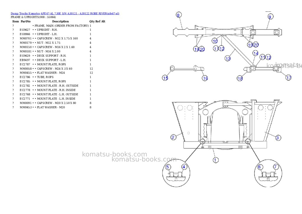Komatsu afe47-al 730e s/n a30121-a30122 robe river Parts catalog cover Page 4 Komatsu afe47-al 730e s/n a30121-a30122 robe river Parts catalog cover Page 4
