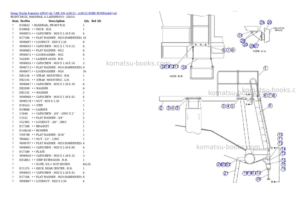 Komatsu afe47-al 730e s/n a30121-a30122 robe river Parts catalog cover Page 5 Komatsu afe47-al 730e s/n a30121-a30122 robe river Parts catalog cover Page 5