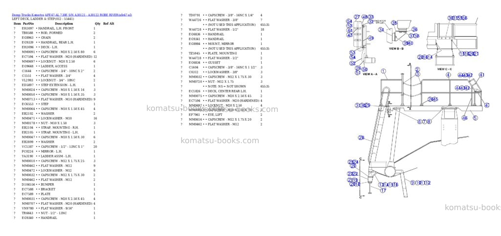 Komatsu afe47-al 730e s/n a30121-a30122 robe river Parts catalog cover Page 6 Komatsu afe47-al 730e s/n a30121-a30122 robe river Parts catalog cover Page 6