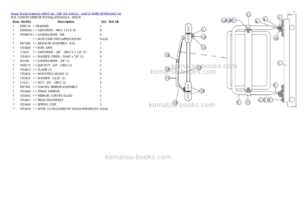 Komatsu afe47-al 730e s/n a30121-a30122 robe river Parts catalog cover Page 7 Komatsu afe47-al 730e s/n a30121-a30122 robe river Parts catalog cover Page 7