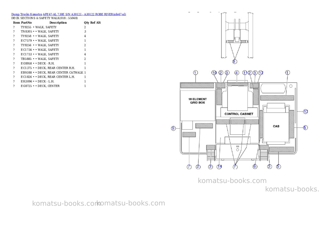 Komatsu afe47-al 730e s/n a30121-a30122 robe river Parts catalog cover Page 8 Komatsu afe47-al 730e s/n a30121-a30122 robe river Parts catalog cover Page 8