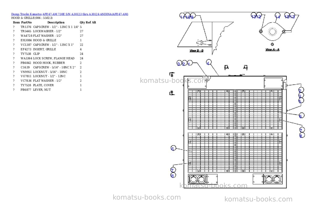 Komatsu afe47-am 730e s/n a30123 thru a30124 andina Parts catalog cover Page 3