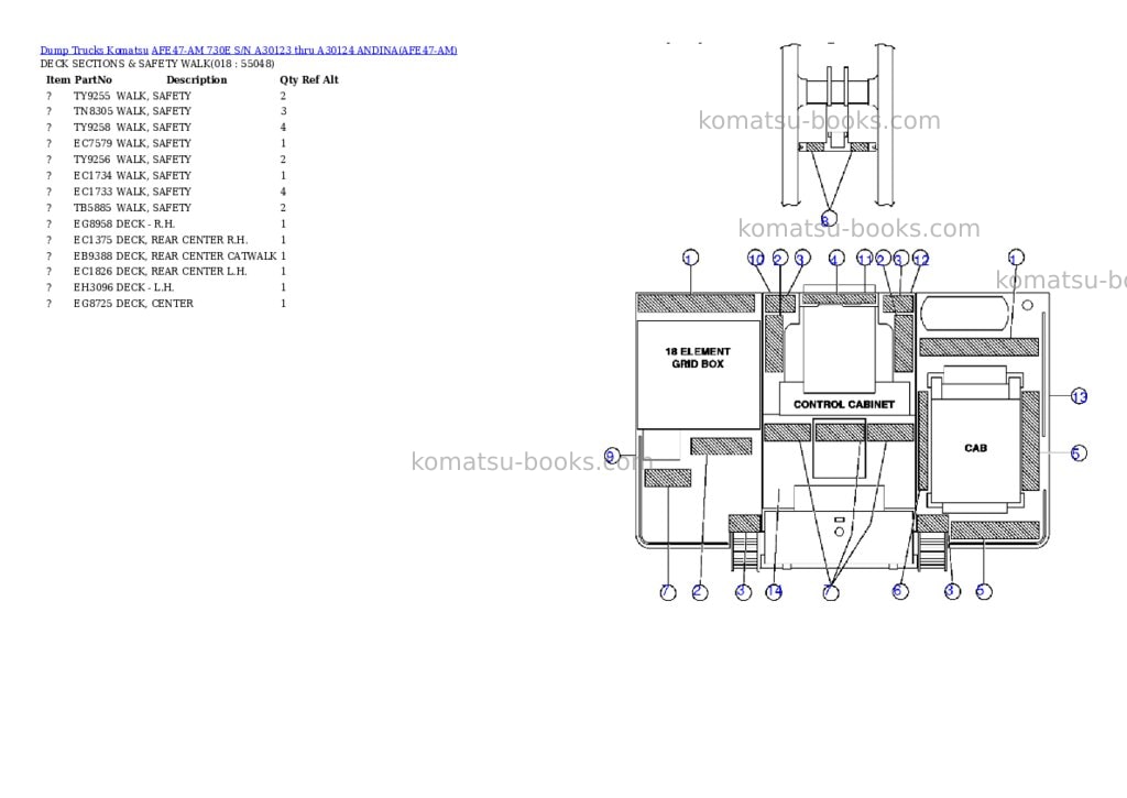 Komatsu afe47-am 730e s/n a30123 thru a30124 andina Parts catalog cover Page 8