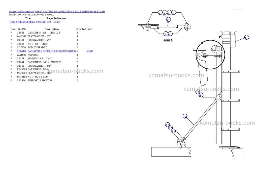 Komatsu afe47-am 730e s/n a30123 thru a30124 andina Parts catalog cover Page 9