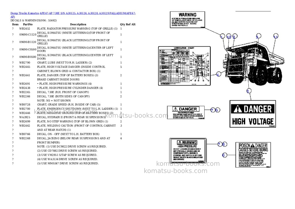 Komatsu afe47-ap 730e s/n a30125, a30126, a30128, a30129 palladium Parts catalog cover Page 2 Komatsu afe47-ap 730e s/n a30125, a30126, a30128, a30129 palladium Parts catalog cover Page 2